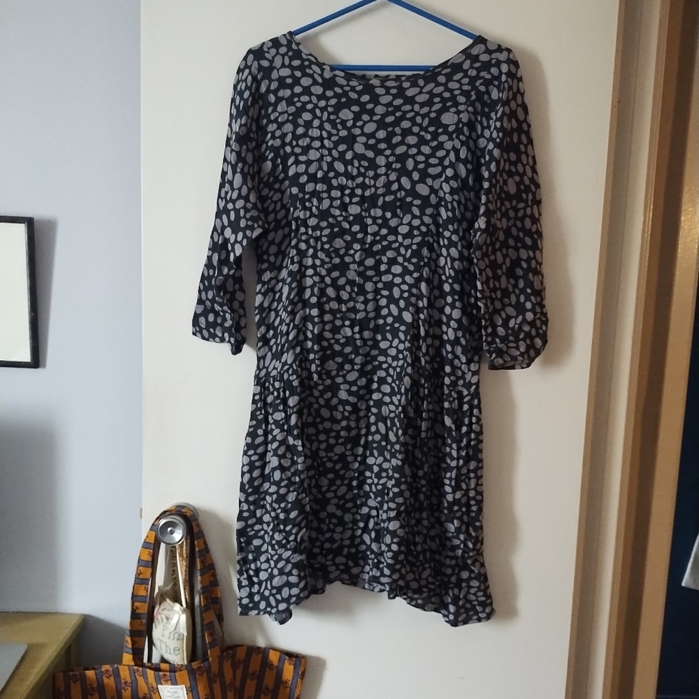 Mes Soeurs Et Moi Black Dress with Light Gray Spot Print